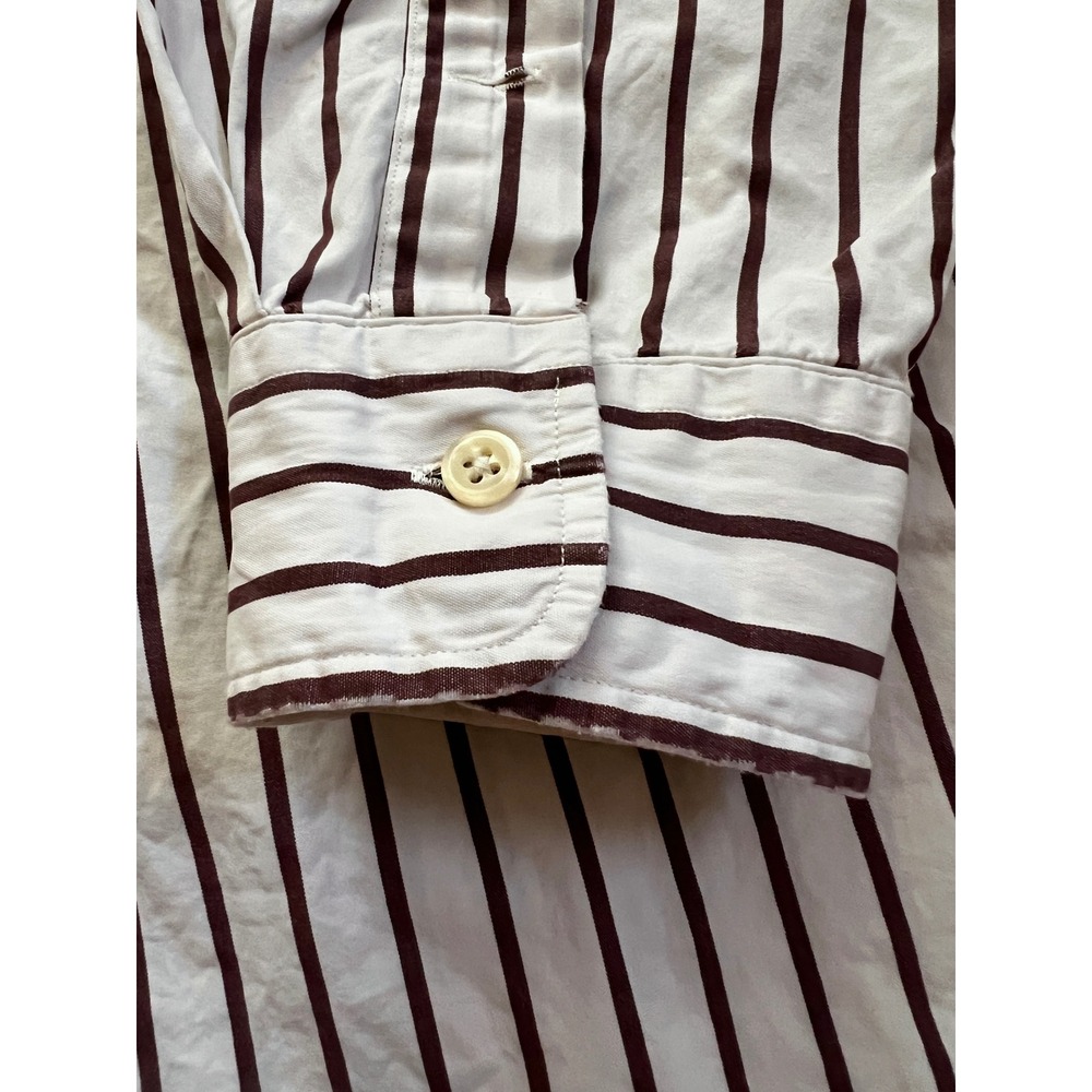Vintage Polo Ralph Lauren Striped Button Down Shirt Crest Patch Large Cotton - Picture 3 of 10